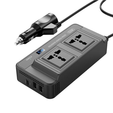 XO Power Inverter 200W - Frequenza di uscita 50 Hz - Indicatore LED - Protezione da sovraccarico e cortocircuito - Uscita USB e Type-C - Correzione della forma d'onda - Colore nero