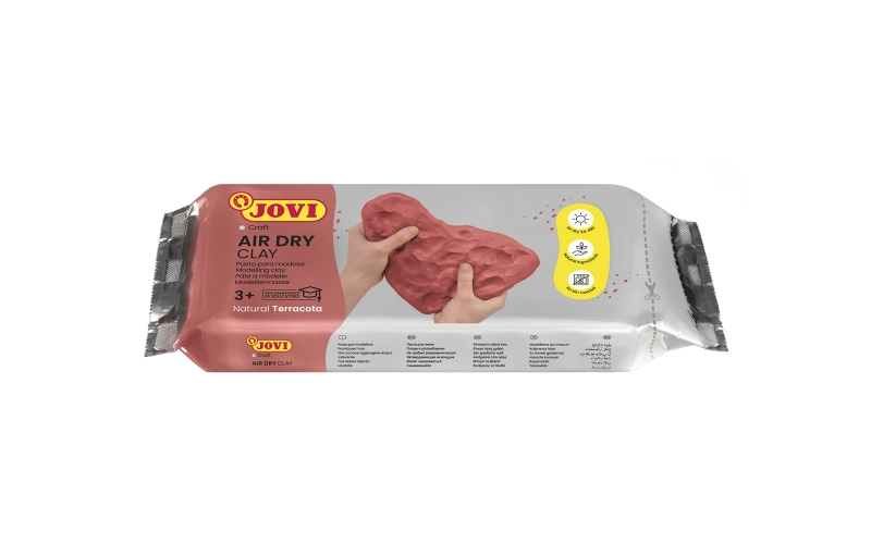 Pasta modellabile Jovi Air Dry 250 g - Indurente all'aria - Tocco fresco - Facile da modellare - Multisuperficie - Asciuga in 24 ore - Finitura fine - Colore terracotta