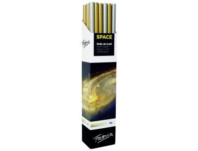 Fabrisa Space 2C Espositore da 30 rotoli di carta da regalo - Carta Kraft vergata da 70 g - Misure rotolo 1x3 m - Colori oro e argento