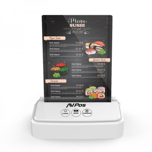 AVPos AVP-AC-3B Cercapersone per Cameriere - 3 Funzioni - Supporto Pubblicitario - Colore Bianco