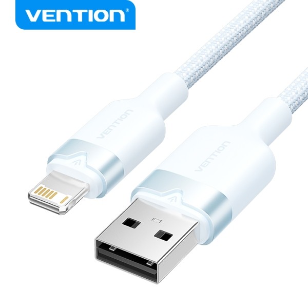 Cavo di ricarica Vention USB-A/Lightning - Alluminio e alluminio trenzado - 480Mbps - 2.4A - Colore blu