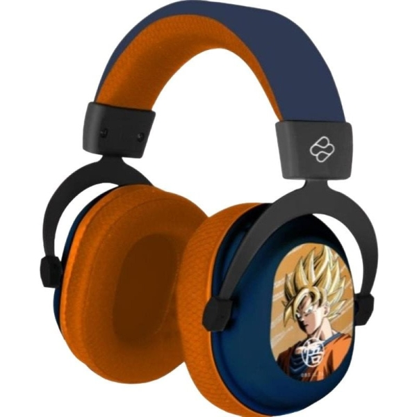 Cuffie da gioco FR-TEC Dragon Ball Tri-Mode con microfono integrato - Bluetooth USB 2.4Ghz e Jack 3.5 - Archetto regolabile - Cuscinetti auricolari imbottiti - Illuminazione LED RGB - Blu/Arancione
