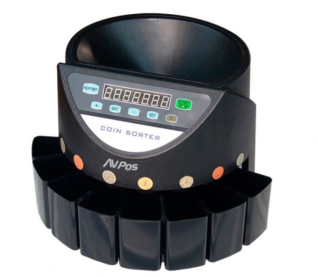 Conta/Seleziona Monete AVPos CCM6 - Monete da 1 Centesimo a 2 Euro - Nero