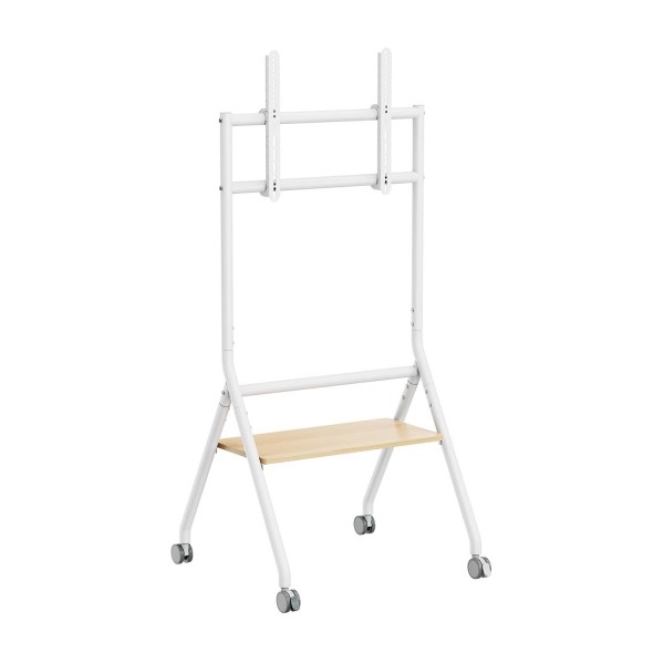 Aisens ECO Supporto da pavimento con ruota - 1 vassoio per schermo interattivo/TV 80 kg 37-86 - Colore bianco/legno