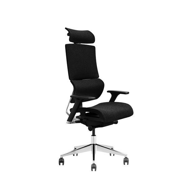 Sedia da ufficio Cromad Senior SE1500 - Altezza regolabile con pistone a gas di grado 4 - Poggiatesta e schienale regolabili - Supporto lombare - Ruote in nylon a 360° - Nero
