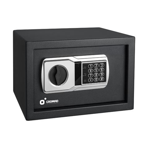 Cassaforte elettronica Cromad - Alta sicurezza - Da 3 a 8 cifre - Cerniere nascoste - Chiave di emergenza inclusa - 200x310x200 mm