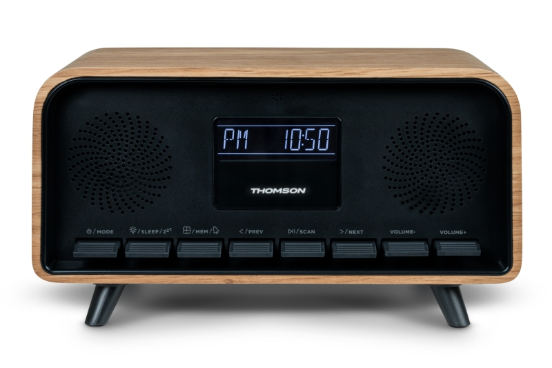 Altoparlante Bluetooth retrò Thomson RT850BT - Radiosveglia - Potenza musicale 30 W - Legno/Nero