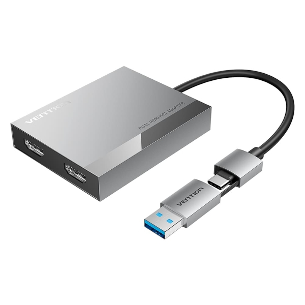 Adattatore Vention USB Type-C/USB-A maschio a 2xHDMI 2.0 femmina - 4K MST - 015 m - Grigio