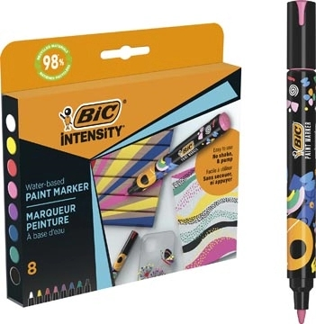 Pennarelli Bic Intensity confezione da 8 punta media inchiostro a base d'acqua materiali riciclati al 98% colori assortiti