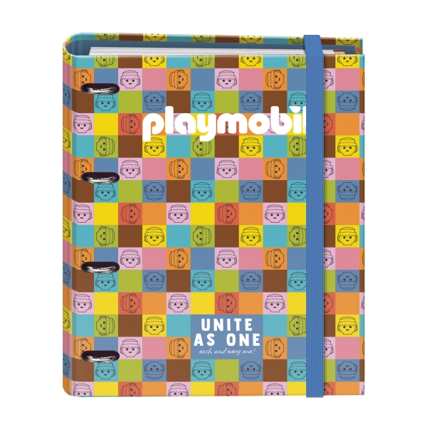 Raccoglitore ad anelli Dohe Playmobil Unite as One formato misto 35 mm con ricarica da 100 fogli formato a foglio chiusura elastica include 4 divisori e busta in polipropilene.