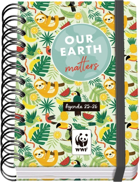 Agenda scolastica Dohe WWF Tropic 25/26 Spiral Wire'o A6 - Pagina giornaliera - Carta 80 g/m2 - 4 fogli adesivi - Copertina in cartoncino plastificato - Chiusura elastica