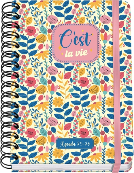 Agenda scolastica Dohe C´est la Vie 25/26 spirale A5 - Vista settimanale - Carta 80 g/m2 - 4 fogli adesivi - Copertina in cartoncino plastificato - Chiusura elastica