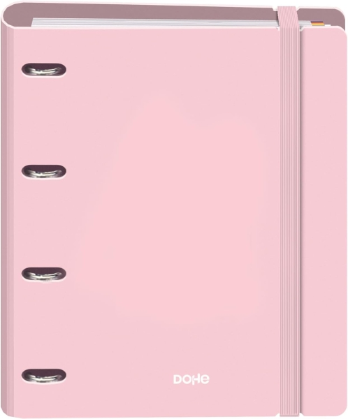 Dohe Serenity Raccoglitore ad anelli in schiuma di polietilene formato misto 35 mm ricarica A4 100 fogli griglia da 5 mm copertina in schiuma di polietilene da 2 mm chiusura elastica include 4 divisori e busta in polipropilene rosa.