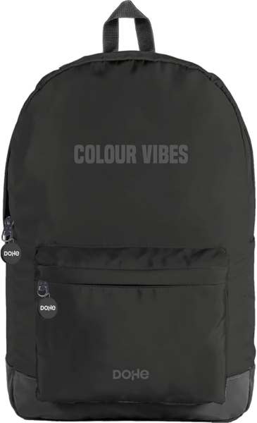 Zaino scolastico Dohe Daypack Colour Vibes - Scomparti multipli - Maniglia superiore - Spallacci imbottiti e regolabili - Realizzato in poliestere - Nero