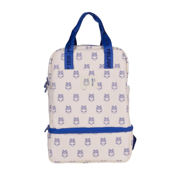 Zaino per bambini Milan Collection 460 con scomparto isolato - Ampio scomparto interno - 2 tasche laterali - Capacità totale 95 l - Beige/Blu