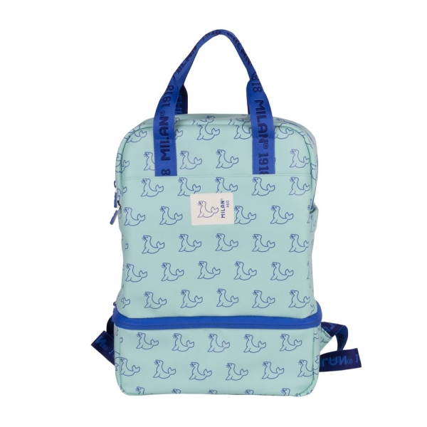Zaino per bambini Milan Collection 460 con scomparto isolato - Ampio scomparto interno - 2 tasche laterali - Capacità totale 95 l - Verde/Blu