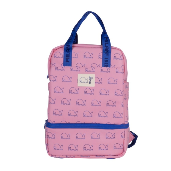 Zaino per bambini Milan Collection 460 con scomparto isolato - Ampio scomparto interno - 2 tasche laterali - Capacità totale 95 l - Rosa/Blu