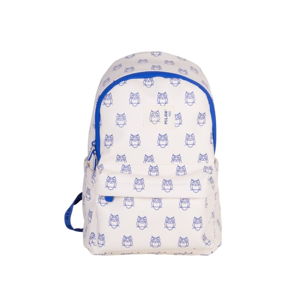 Zaino casual per bambini Milan Collection 460 95 l - Scomparto principale e tasca anteriore con cerniera - 2 tasche laterali - Beige/Blu