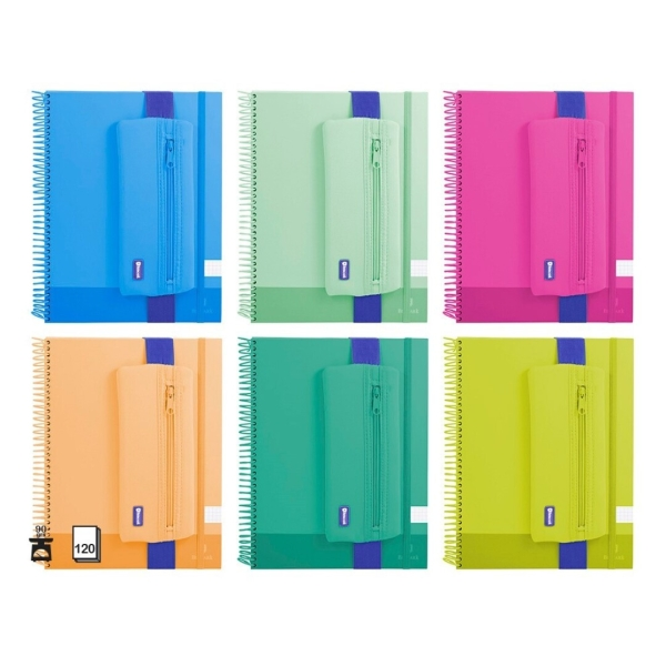 Confezione di quaderni a spirale Bismark A4 da 120 fogli 90 g/m² griglia 5x5 + astuccio in neoprene - Fogli microperforati -