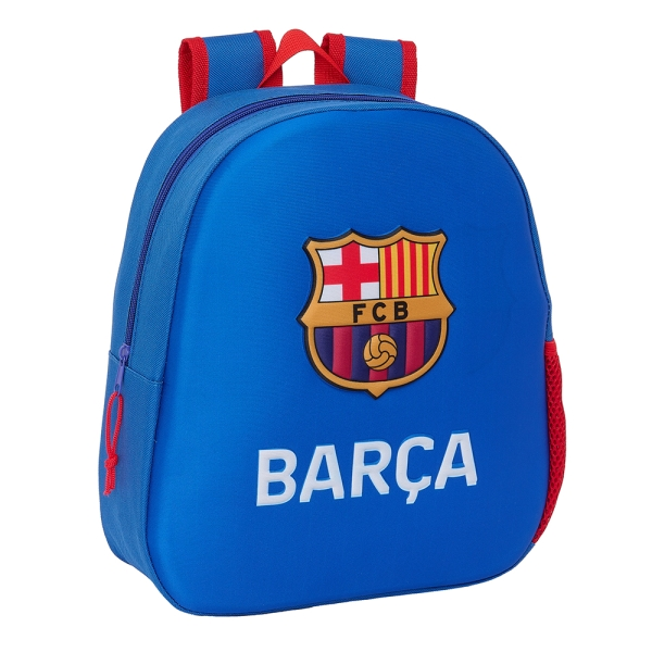Zaino Safta FC Barcelona 3D - Cinghia da polso - Porta bottiglia laterale - 27x33x10 cm - Blu