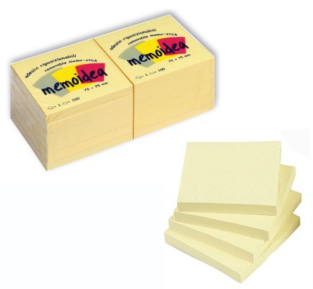 12 x Foglietti MEMOIDEA 75x75 mm. giallo pastello - post-it