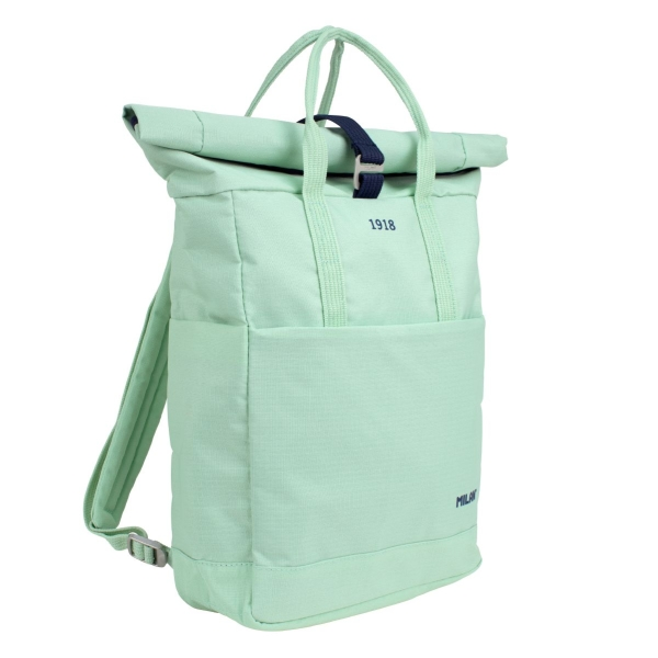 Zaino Urban 430 della collezione Milan 10 litri chiusura arrotolabile 2 tasche laterali tasca posteriore imbottita manici regolabili verde
