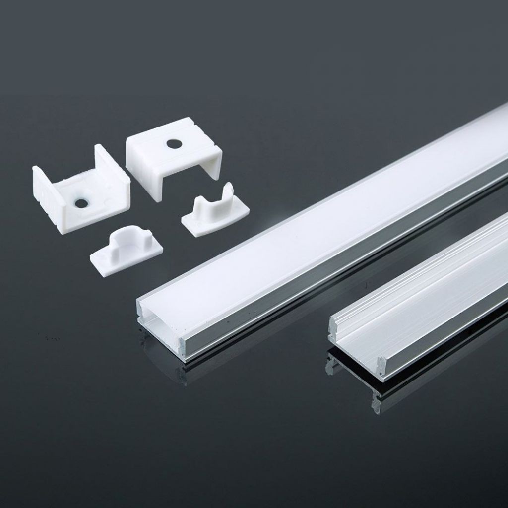 V-TAC Profilo in Alluminio Colore Silver per Strip LED (Max l: 124mm) Copertura Satinata 2000 x 174 x 7mm