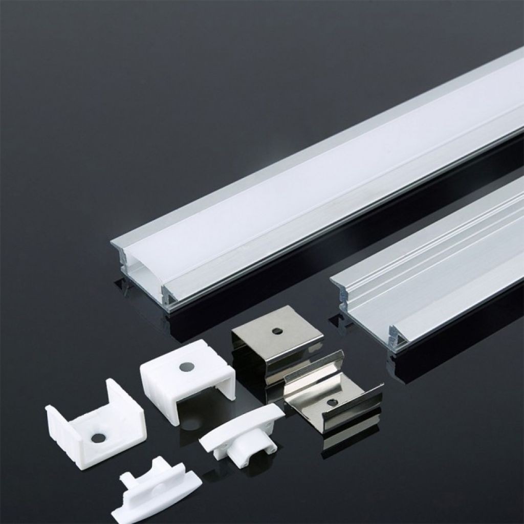 V-TAC Profilo in Alluminio Colore Bianco per Strip LED a Incasso (Max l: 124mm) 2000 x 247 x 7mm