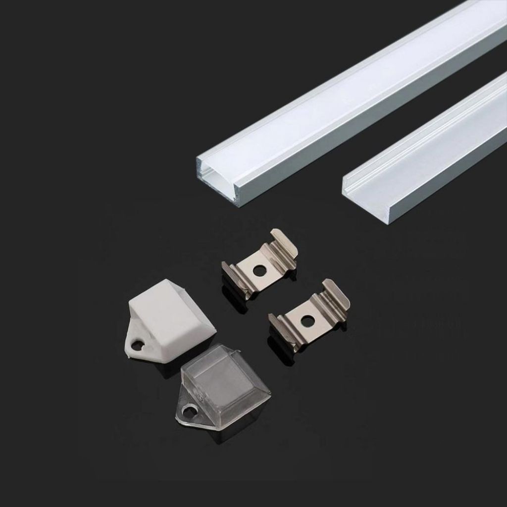 V-TAC Profilo in Alluminio Colore Silver per Strip LED (Max l: 125mm) Copertura Satinata 2000 x 1555 x 59mm