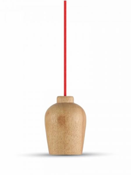 V-TAC VT-7778 Lampadario in legno con portalampada per lampadine E27 - Colore corda rosso - SKU 3723