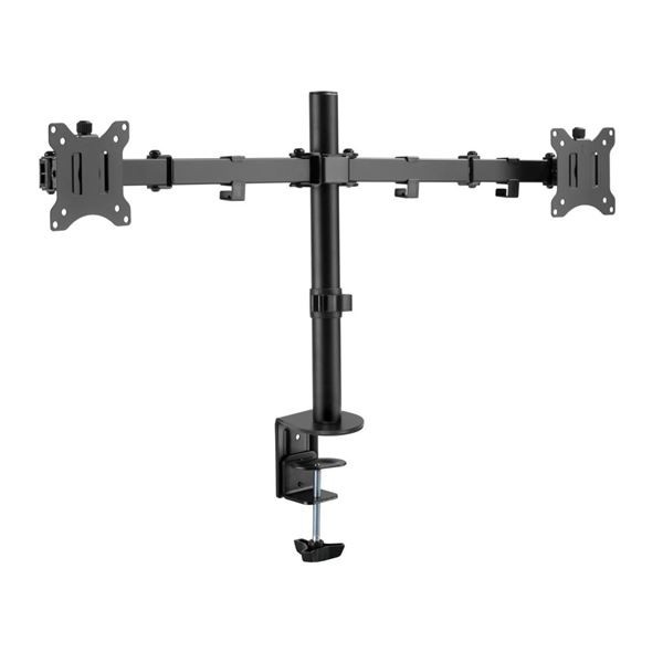 Supporto da tavolo Cromad con bracci articolati per 2 monitor da 13-32 - Girevole inclinabile ed estendibile - Gestione dei cavi - Altezza max. Totale 16kg - VESA 100x100mm