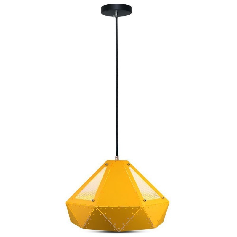 V-TAC Lampadario LED a Prisma in Metallo con Portalampada E27 (Max 60W) Colore Giallo