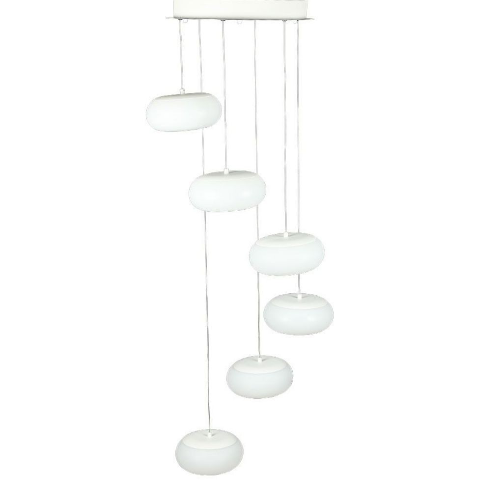 V-TAC Lampadario LED a Sospensione Composto da 6 Tondi 72W in Metallo Colore Bianco 3000K Triac Dimmerabile