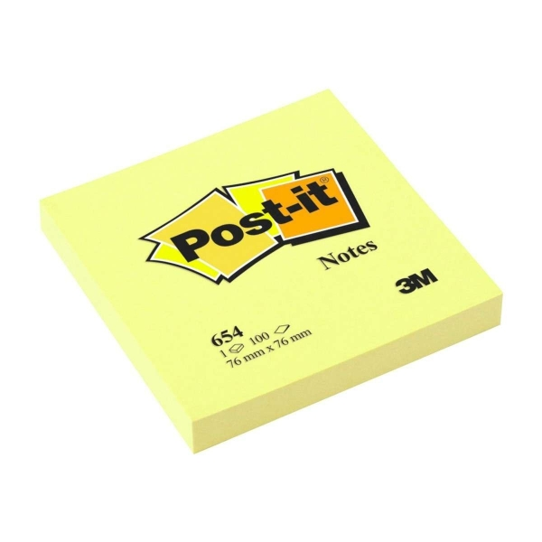 Post-It Blocchetto di 100 foglietti adesivi rimovibili giallo canarino 76x76 mm - Carta certificata PEFC - 7100103157 - Giallo chiaro
