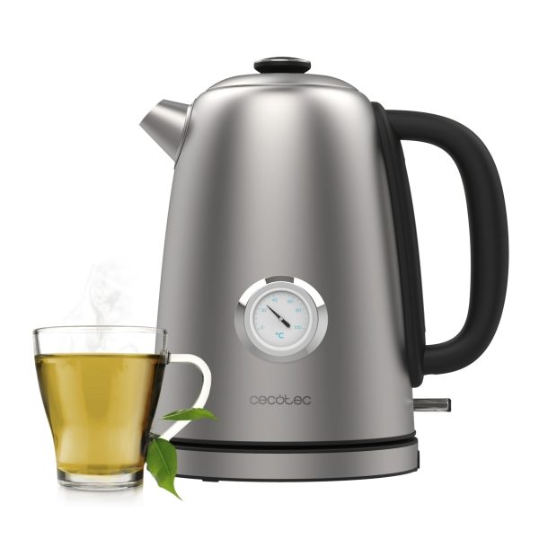 Cecotec Bollitore elettrico Thermosense 620 Vintage - Potenza 2200W - Capacità 17L - Acciaio inossidabile - Termometro analogico - Base girevole a 360
