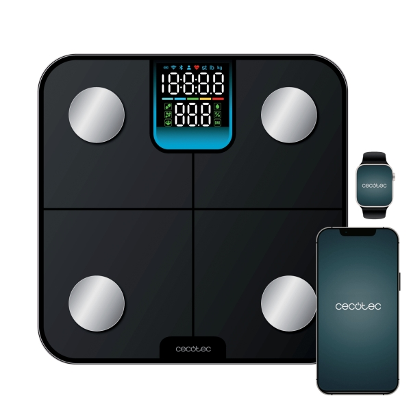 Cecotec Bilancia pesapersone Surface Precision HealthySmart fino a 180 kg - Bluetooth 4.0 - Analisi corporea completa - Piedini antiscivolo - Funzione