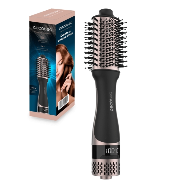Cecotec Spazzola lisciante in ceramica Bamba CeramicCare Unique Touch - 1200W - Asciuga e modella - Funzione getto d'aria fredda - 3 temperature - 2 v
