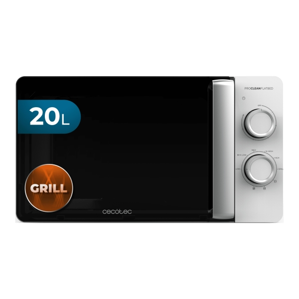 Cecotec Forno a microonde Proclean 3110 a superficie piana senza piatto girevole - Potenza 700W - Capacità 20L - Grill 800W - Rivestimento in ceramica