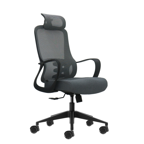 Sedia da ufficio ergonomica Oqonos Cherg 005 con poggiatesta cervicale regolabile schienale in rete traspirante pistone a gas di classe 4 supporto