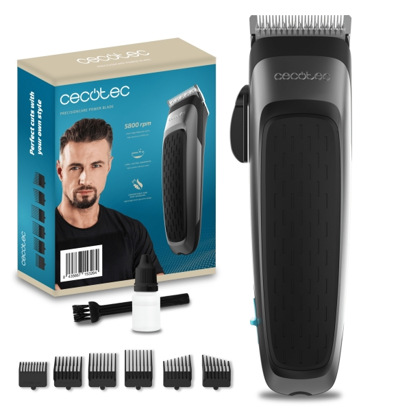 Cecotec Tagliacapelli PrecisionCare Power Blade - Leva di regolazione - Velocità 5800 giri/min - Ergonomico - Lame in acciaio inossidabile - Pettini a