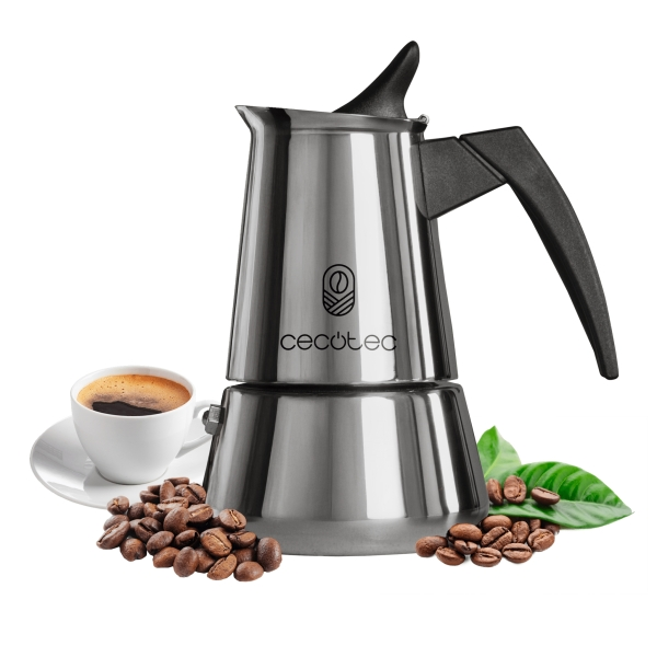 Cecotec Caffettiera italiana Piccolina 900 per 10 tazze - Capacità 450 ml - Adatta a tutti i tipi di fornelli - Manico ergonomico e resistente al calo
