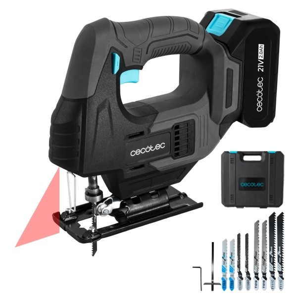 Cecotec Seghetto alternativo a batteria MultiCut 500 Vision Liberty - Batteria da 21 V 2 Ah - Accessori inclusi: luce LED guida laser mandrino autoser