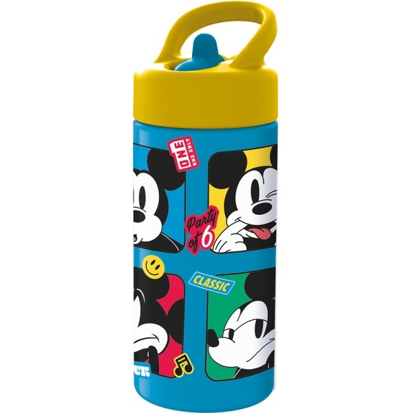 Borraccia Safta Mickey Mouse Good Day da 410 ml - PVC senza BPA - Tappo a tenuta stagna con cannuccia - Blu