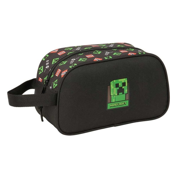 Safta Minecraft Beauty Case 5L - Chiusura con cerniera - Maniglia laterale - Compatibile con trolley - 260x120x150mm - Nero