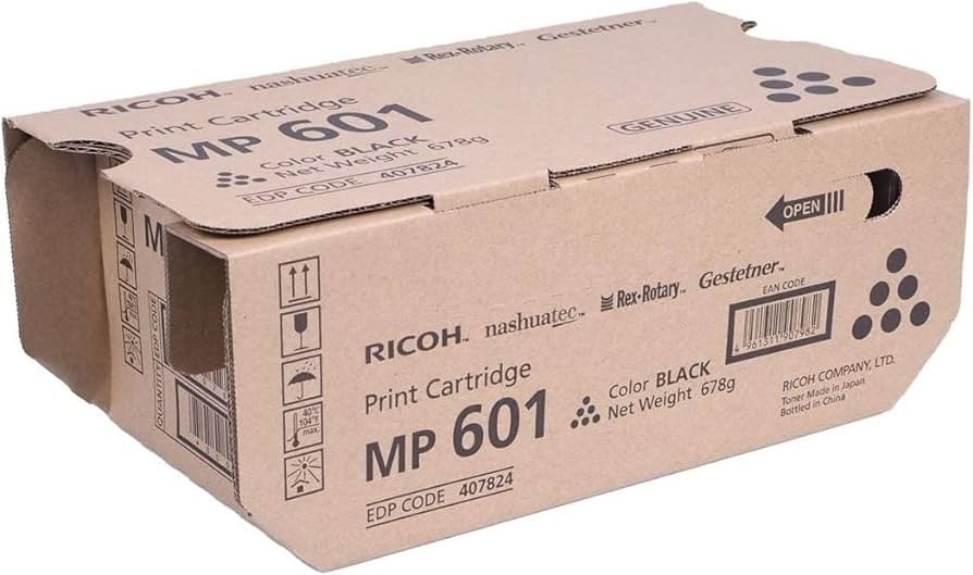 ORIGINALE Ricoh toner nero 407824 MP601BK 25000 pagine