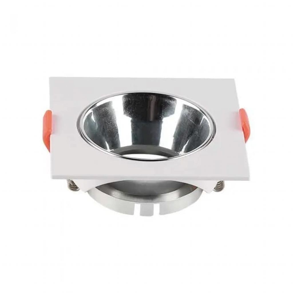V-TAC Portafaretto LED da Incasso Quadrato GU10 Corpo Bianco Riflettore Cromato