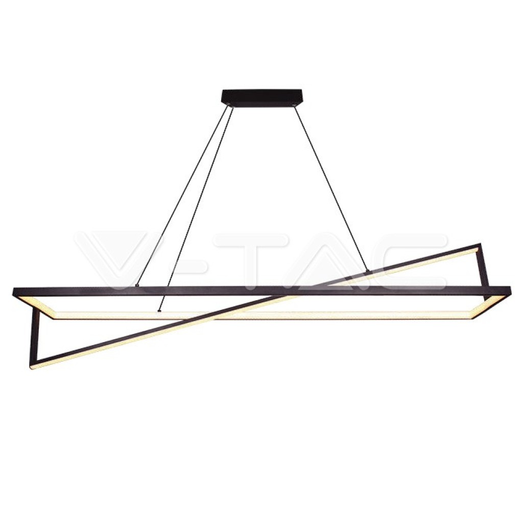 V-TAC Lampadario LED a Sospensione con 2 Rettangoli 45W in Metallo Colore Nero 114*22*150cm 3000K Triac Dimmerabile