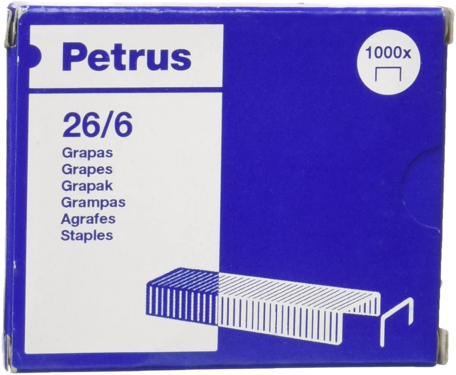 Petrus Staples 26/6 zincato - Fino a 30 fogli - Scatola da 1000 punti metallici - Pin da 6 mm