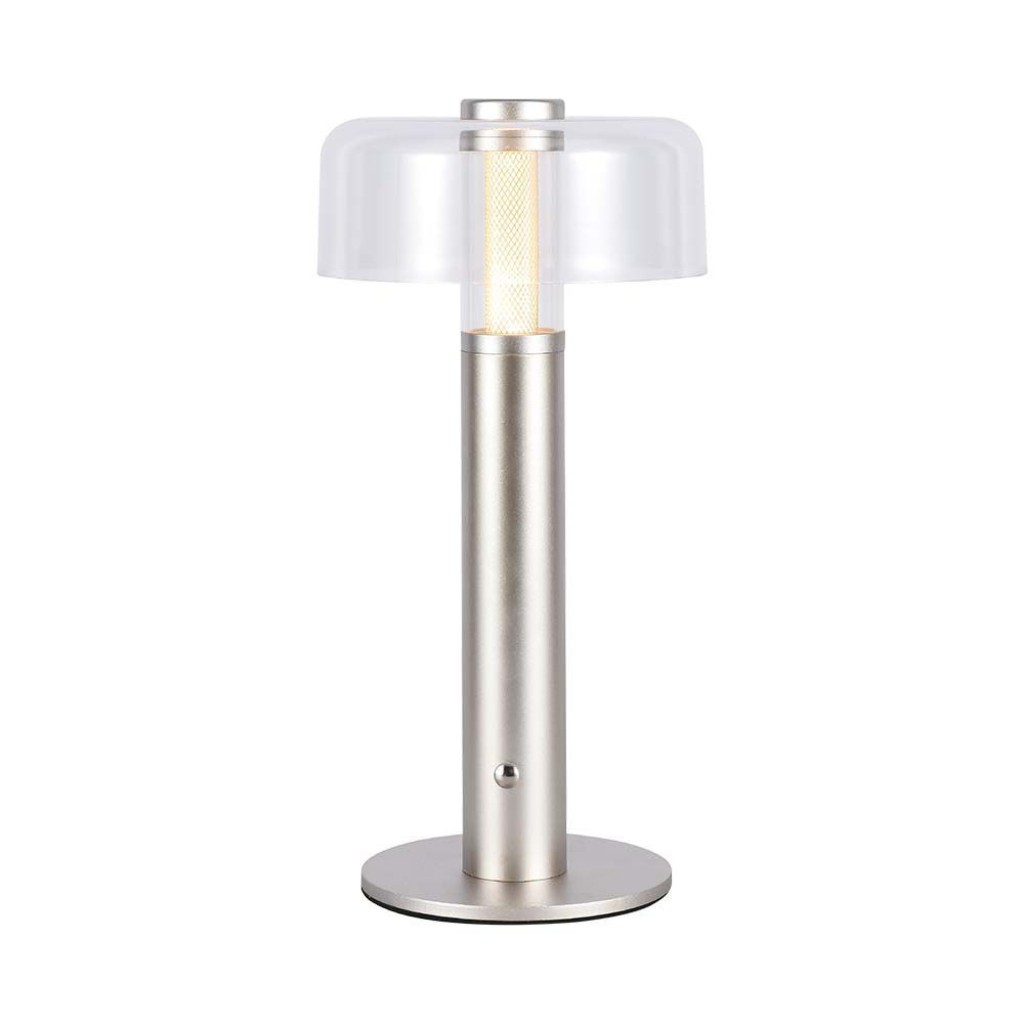 V-TAC Lampada LED da Tavolo 1W Colore Champagne e Bianco Trasparente Ricaricabile con USB C Touch Dimmerabile 3000K