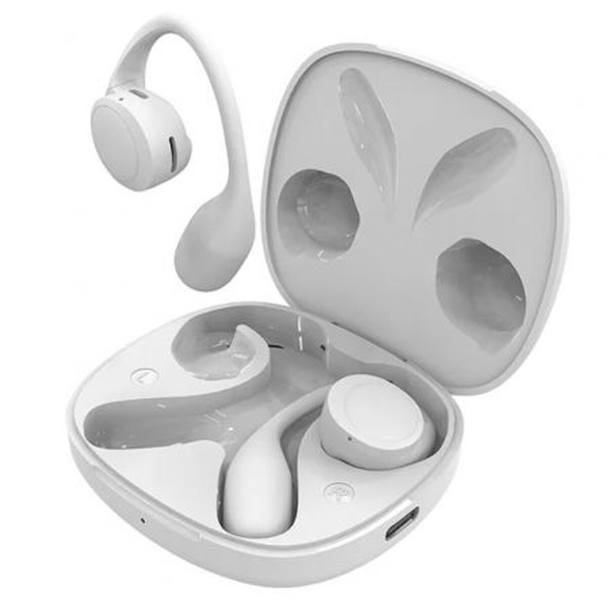 SPC Ether 2 Sense Cuffie Bluetooth 5.3 Open-ear - Vivavoce - Assistente Vocale - Connettività con 2 Dispositivi Contemporaneamente - Autonomia fino a 8 ore - Touch Control - Colore Bianco